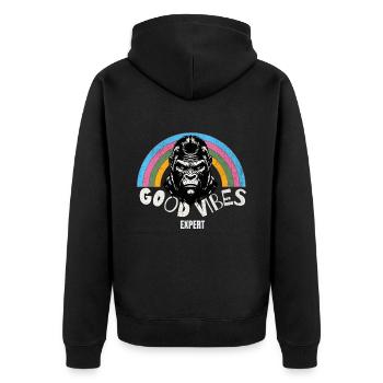 Gorilla expert - Unisex Premium Organic Zip Hoodie - black - Back - Nico (187cm)