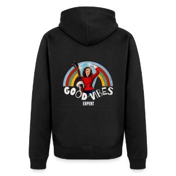 Skieuse bonnes vibes expert - Veste à capuche bio Premium Unisexe - noir - Dos - Nico (187cm)