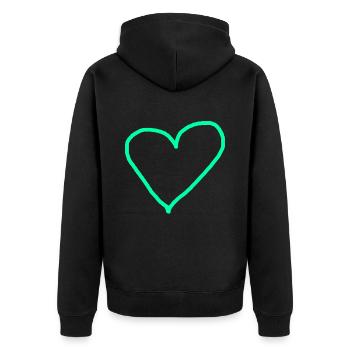 Turquoise Heart Gift Idea Turquoise Green Blue Love - Unisex Premium Organic Zip Hoodie - black - Back - Nico (187cm)