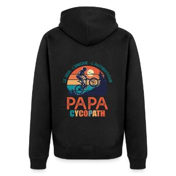 papa cycopath papa vélo humour cycliste bmx - Veste à capuche bio Premium Unisexe - noir - Dos - Nico (187cm)