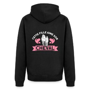 Pferde Reiten Reiter Geschenk - Unisex Premium Bio Zip Hoodie - Schwarz - Hinten - Nico (187cm)