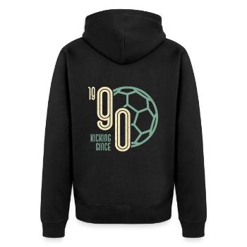 33. Geburtstag Fußballer 33 Jahre Jahrgang 1990 - Unisex Premium Bio Zip Hoodie - Schwarz - Hinten - Nico (187cm)