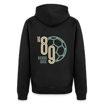 34. Geburtstag Fußballer 34 Jahre Jahrgang 1989 - Unisex Premium Bio Zip Hoodie - Schwarz - Hinten - Nico (187cm)