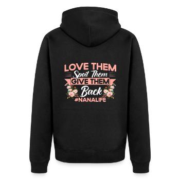 Love them Pamper them Give them back Grandma Gift - Unisex Premium Organic Zip Hoodie - black - Back - Nico (187cm)