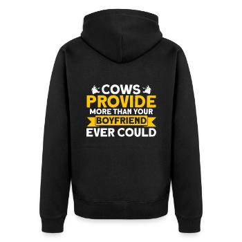 Cows give more than your friend cow gift - Unisex Premium Organic Zip Hoodie - black - Back - Nico (187cm)