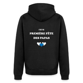 Première fête des papas, première fête des pères - Veste à capuche bio Premium Unisexe - noir - Dos - Nico (187cm)