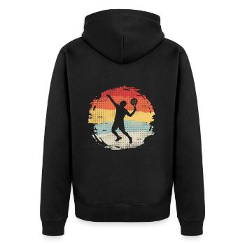 Padel Spieler Padel-Tennis Padeltennis Paddle - Unisex Premium Bio Zip Hoodie - Schwarz - Hinten - Nico (187cm)