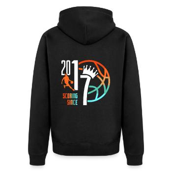 6th birthday basketball 6 years born in 2017 - Unisex Premium Organic Zip Hoodie - black - Back - Nico (187cm)