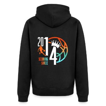 9ème anniversaire basketball 9 ans nés en 2014 - Veste à capuche bio Premium Unisexe - noir - Dos - Nico (187cm)