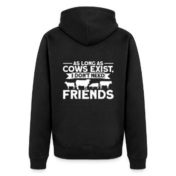 I don't need friends cow gift - Unisex Premium Organic Zip Hoodie - black - Back - Nico (187cm)