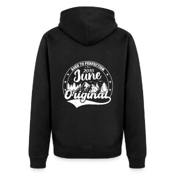 June 2010 Aged To Perfection Original Vintage 2010 - Unisex Premium Organic Zip Hoodie - black - Back - Nico (187cm)