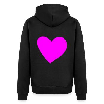 Herz pink rosa Geschenkidee - Unisex Premium Bio Zip Hoodie - Schwarz - Hinten - Nico (187cm)