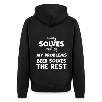 Fishing Solves Most Of My Problem... - Unisex Premium Organic Zip Hoodie - black - Back - Nico (187cm)