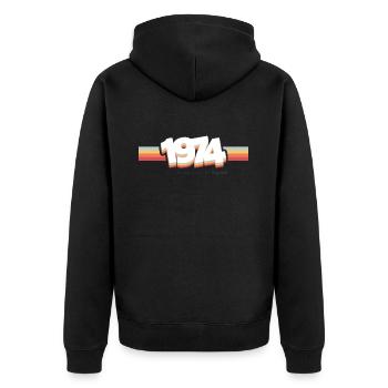 1974 Die Geburt der Legenden - Unisex Premium Bio Zip Hoodie - Schwarz - Hinten - Nico (187cm)