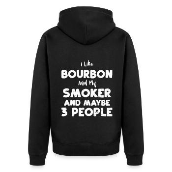 J’aime le bourbon et mon fumeur et... - Veste à capuche bio Premium Unisexe - noir - Dos - Nico (187cm)