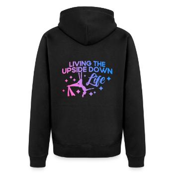 Aerial Yoga Gymnastinnen Aerial Silk Aerial Yoga G - Unisex Premium Bio Zip Hoodie - Schwarz - Hinten - Nico (187cm)