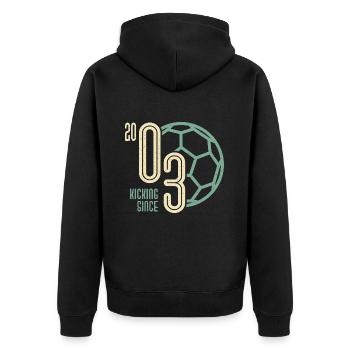 20. Geburtstag Fußballer 20 Jahre Jahrgang 2003 - Unisex Premium Bio Zip Hoodie - Schwarz - Hinten - Nico (187cm)