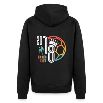 5. Geburtstag Fußballer 5 Jahre Jahrgang 2018 - Unisex Premium Bio Zip Hoodie - Schwarz - Hinten - Nico (187cm)