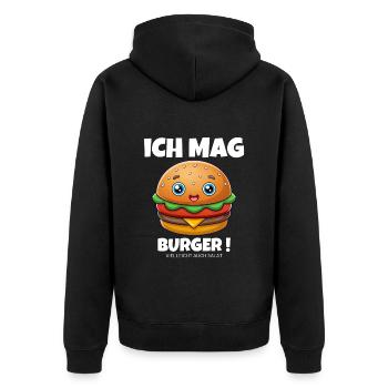 I like burgers, hamburgers, cheeseburgers - Unisex Premium Organic Zip Hoodie - black - Back - Nico (187cm)
