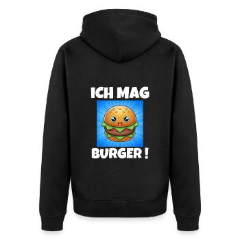 I like burgers, hamburgers, cheeseburgers - Unisex Premium Organic Zip Hoodie - black - Back - Nico (187cm)
