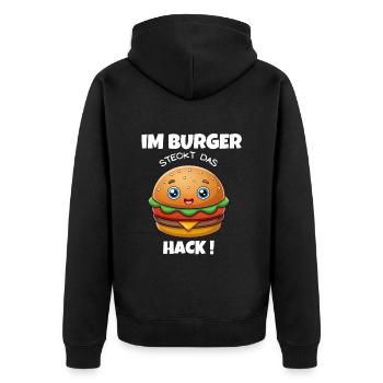 In the burger is the minced hamburger / cheeseburger - Unisex Premium Organic Zip Hoodie - black - Back - Nico (187cm)