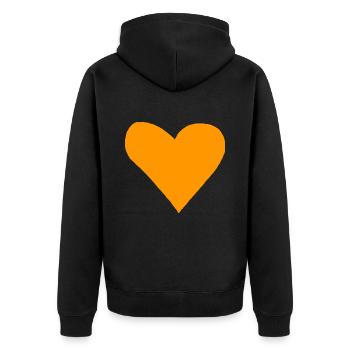 Idée cadeau orange coeur - Veste à capuche bio Premium Unisexe - noir - Dos - Nico (187cm)