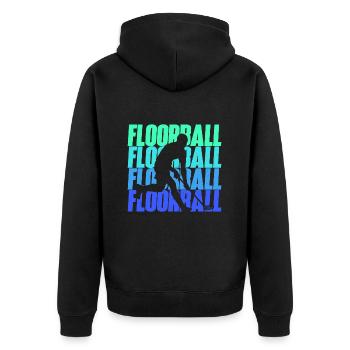 Floorballer Floorball Player Boys Floorball - Unisex Premium Organic Zip Hoodie - black - Back - Nico (187cm)