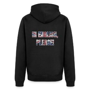 Englischlehrer Spruch englisch Schule Geschenk - Unisex Premium Bio Zip Hoodie - Schwarz - Hinten - Nico (187cm)