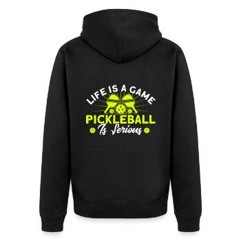 Paddleball Pickleball spielen Pickleball-Spieler - Unisex Premium Bio Zip Hoodie - Schwarz - Hinten - Nico (187cm)