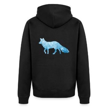 Schneefuchs Eisfuchs Fuchs / fox ice snow - Unisex Premium Bio Zip Hoodie - Schwarz - Hinten - Nico (187cm)