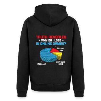 Truth Revealed Why Do I Lose in Online Games Lag - Unisex Premium Organic Zip Hoodie - black - Back - Nico (187cm)