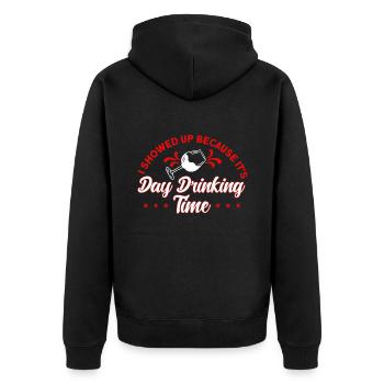 Day Drinking Wine Glasses Drinking Gift - Unisex Premium Organic Zip Hoodie - black - Back - Nico (187cm)