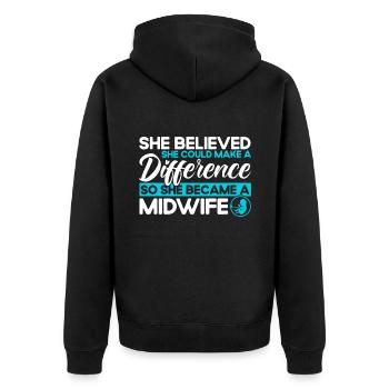 Doula Hebamme Geburtshelferin Geschenk - Unisex Premium Bio Zip Hoodie - Schwarz - Hinten - Nico (187cm)