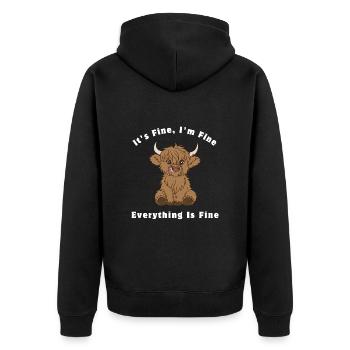 It's Fine I'm Fine Everything Is Fine Highland Cow - Veste à capuche bio Premium Unisexe - noir - Dos - Nico (187cm)