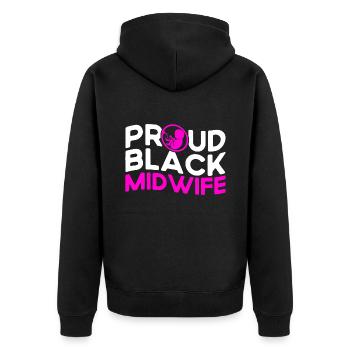 Geburtshelferin Geburtshelfer Doula Geschenk - Unisex Premium Bio Zip Hoodie - Schwarz - Hinten - Nico (187cm)