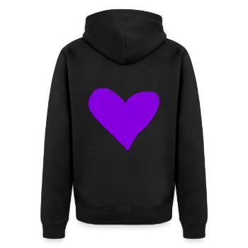 Coeur Violet Idée Cadeau Violet Coeur Amour - Veste à capuche bio Premium Unisexe - noir - Dos - Nico (187cm)