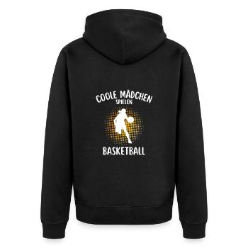 Coole Mädchen Spielen Basketball - Basketball-Mama - Unisex Premium Bio Zip Hoodie - Schwarz - Hinten - Nico (187cm)