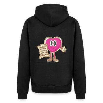 Mascotte vintage amour et tolérance - Veste à capuche bio Premium Unisexe - noir - Dos - Nico (187cm)