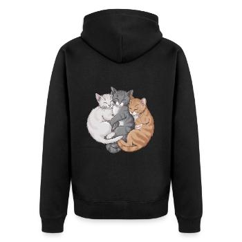 Niedliche Katzen schmusen zusammen für - Unisex Premium Bio Zip Hoodie - Schwarz - Hinten - Nico (187cm)