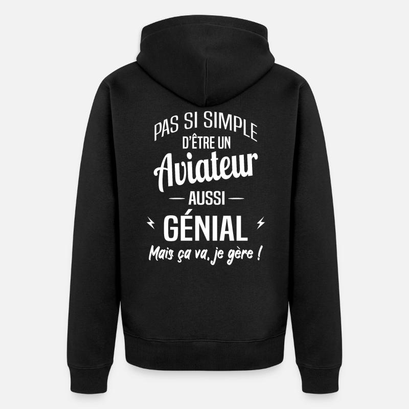 Aviateur - Veste à capuche bio Premium Unisexe - noir