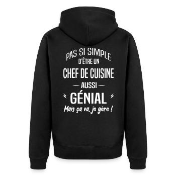 Chef de cuisine - Veste à capuche bio Premium Unisexe - noir - Dos - Nico (187cm)