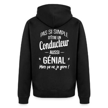 Conducteur - Veste à capuche bio Premium Unisexe - noir - Dos - Nico (187cm)