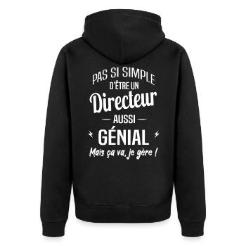 Directeur - Veste à capuche bio Premium Unisexe - noir - Dos - Nico (187cm)