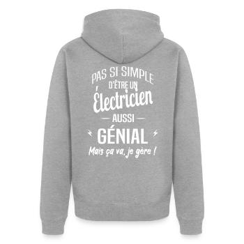 Électricien - Veste à capuche bio Premium Unisexe - gris chiné - Dos - Nico (187cm)