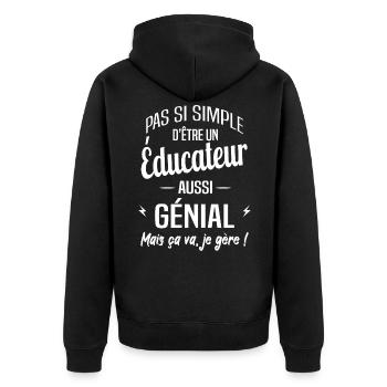 Éducateur - Veste à capuche bio Premium Unisexe - noir - Dos - Nico (187cm)