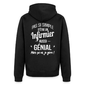 Infirmier - Veste à capuche bio Premium Unisexe - noir - Dos - Nico (187cm)
