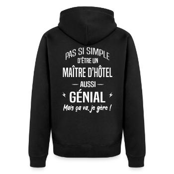 Maître d'hôtel - Veste à capuche bio Premium Unisexe - noir - Dos - Nico (187cm)