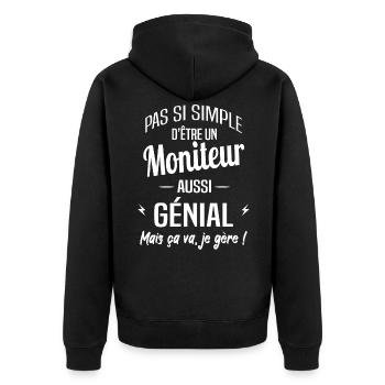 Moniteur - Veste à capuche bio Premium Unisexe - noir - Dos - Nico (187cm)
