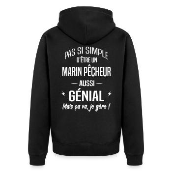 Marin pêcheur - Veste à capuche bio Premium Unisexe - noir - Dos - Nico (187cm)