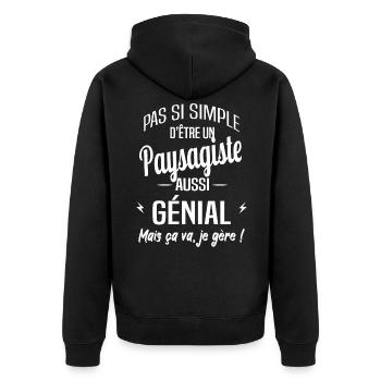 Paysagiste - Veste à capuche bio Premium Unisexe - noir - Dos - Nico (187cm)